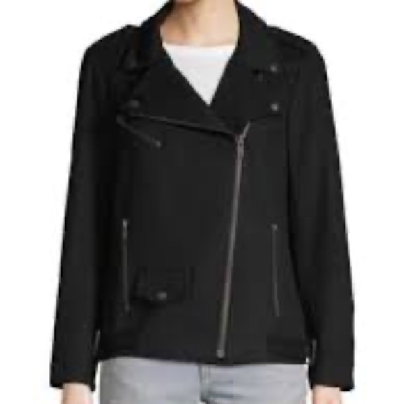 Rebecca Minkoff Brando Wool Blend Moto Jacket - Black Women Size Large - Picture 1 of 15